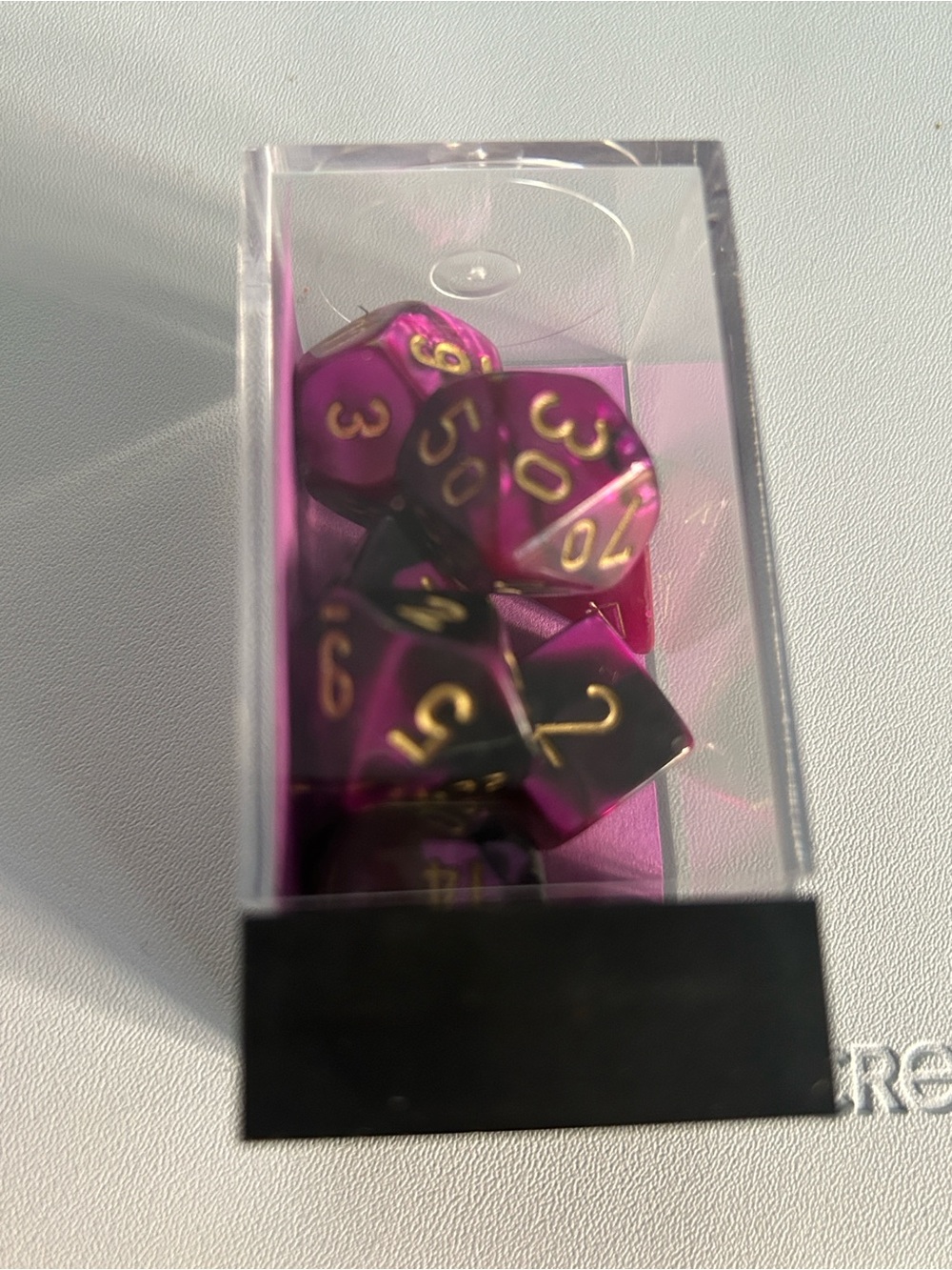 Purple and Black Polyhedral Dice Set with Gold Numbers - Home Games